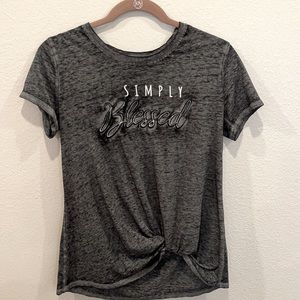 Soft simply blessed shirt with knot at bottom